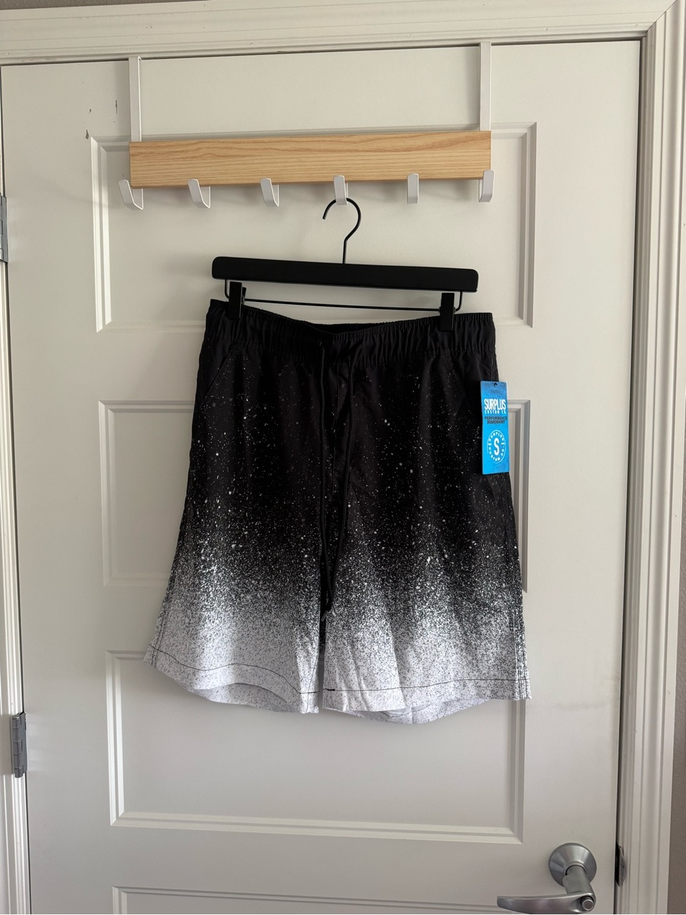 Men's Ombre Black to White Swim Board Shorts - Elastic Drawstring